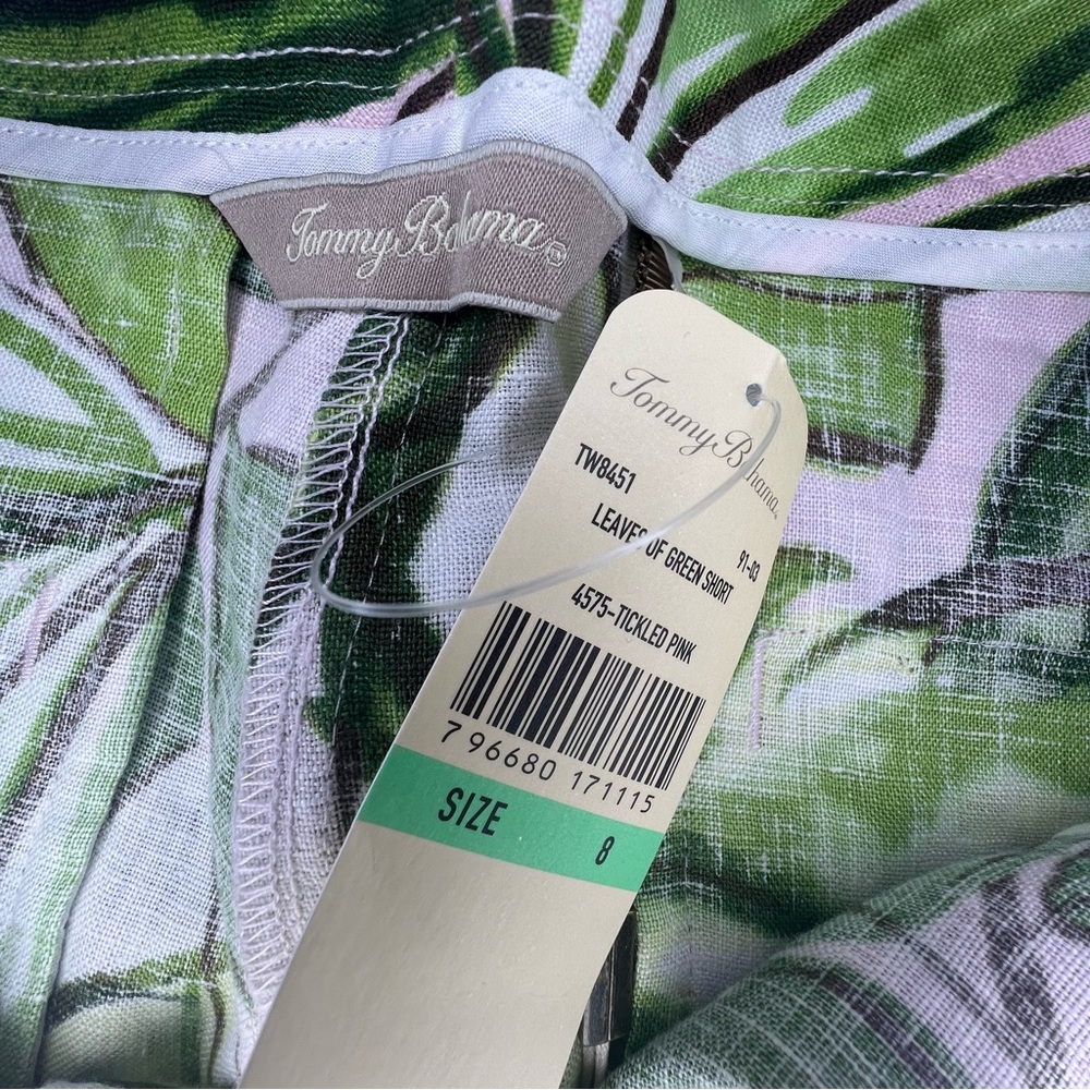NWT Tommy Bahama Leaves of Green - Tickled Pink Linen Shorts - Size 8 - Picture 7 of 11